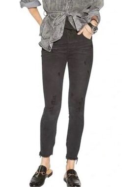 ONE TEASPOON High Waist Distressed Zip Leg Freebird Jeans‎ in Black Oak Sz. 28